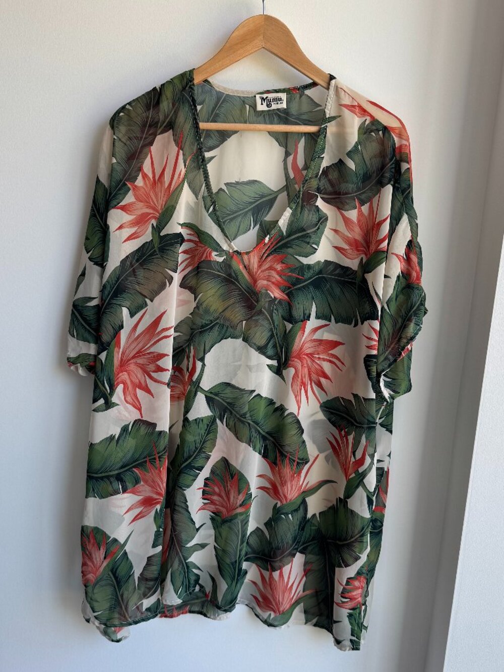 Show Me Your MuMu Tropical Print Sheer Beach Cover-Up | Size Medium